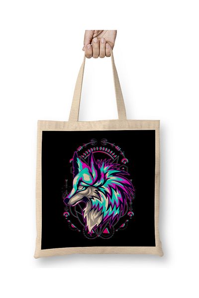 Baskı Dükkanı Υφασμάτινη τσάντα Wolf Lover με μακριά λαβή