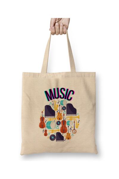 Baskı Dükkanı Muzička tkanina Torba duga Sa ručkom