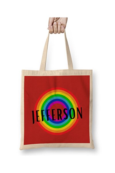 Baskı Dükkanı Jefferson retro tkanina u duginom stilu Torba dugačka Sa ručkom