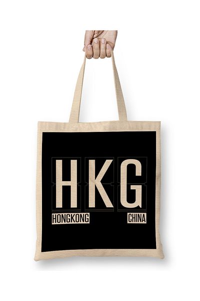 Baskı Dükkanı Hkg Hong Kong Souvenir or Gift Shirt Apparel Tote Bag Long Handle