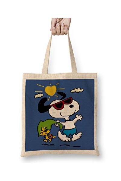 Baskı Dükkanı Geantă din pânză Summer Snoopy 01 cu mâner lung