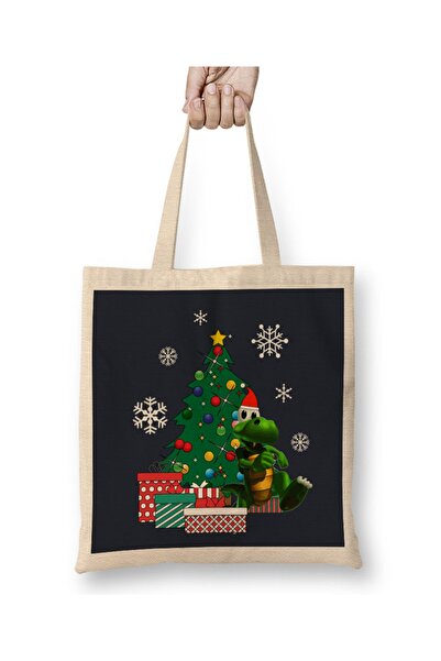 Baskı Dükkanı Krokodil oko božićnog drvca, tkanina Torba duga Sa ručkom