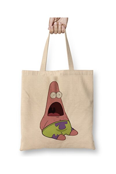 Baskı Dükkanı حقيبة يد باتريك سبونج بوب المفاجئة بمقبض طويل