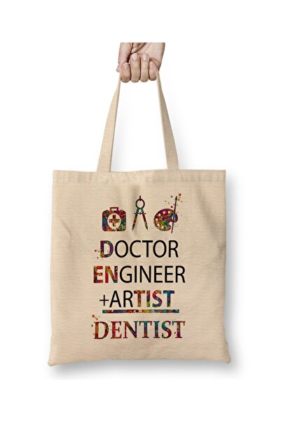 Baskı Dükkanı Doctor Engineer Artist Dentist 023 Cloth Bag Long Handle