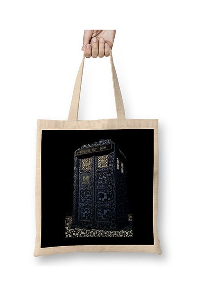 Baskı Dükkanı Υφασμάτινη τσάντα Dr Who Tardis με μακριά λαβή