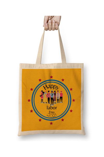 Baskı Dükkanı Happy Labor Day 2021 υφασμάτινη τσάντα με μακριά λαβή