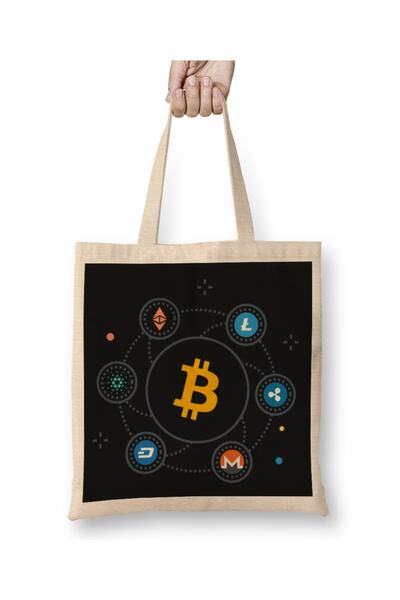 Baskı Dükkanı Kripto ljubav podrška Bitcoin Kripto odeća Torba Dugačka Sa ručkom