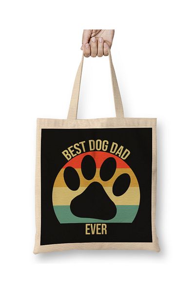 Baskı Dükkanı Geantă vintage Best Dog Dad Ever cu mâner lung