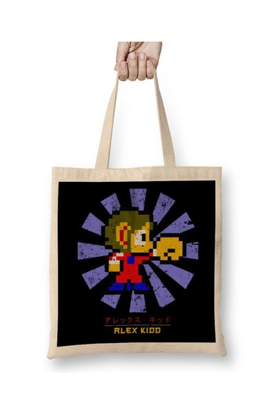 Baskı Dükkanı Alex Kidd retro japanska tkanina Torba duga Sa ručkom