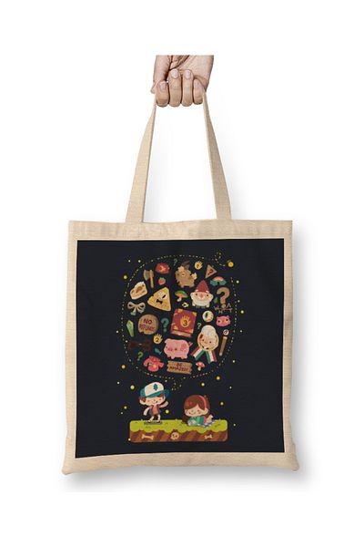 Baskı Dükkanı Gravity Falls Late Night Stories υφασμάτινη τσάντα με μακριά λαβή