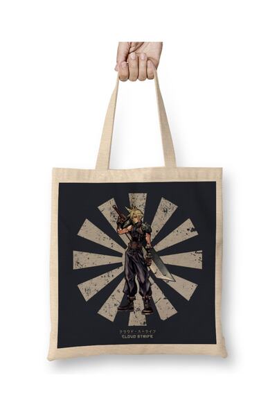 Baskı Dükkanı Cloud Strife Retro japanska Final Fantasy tkanina Torba duga Sa...