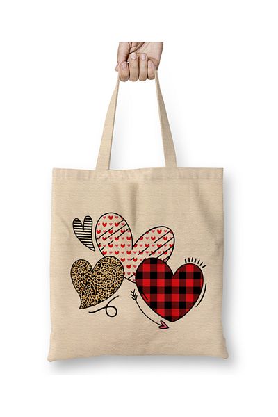 Baskı Dükkanı Κορίτσια Ημέρα του Αγίου Βαλεντίνου S Hearts Love Leopard καρό Παιδική τσάντα με μακριά λαβή