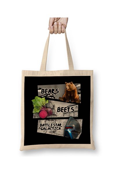 Baskı Dükkanı Bears Beets Battlestar Galactica 04 υφασμάτινη τσάντα μακριά λαβή