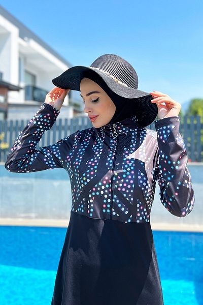 Remsa Mayo Μαγιό με μισό φερμουάρ Lycra Full Coverage R4505 Maze
