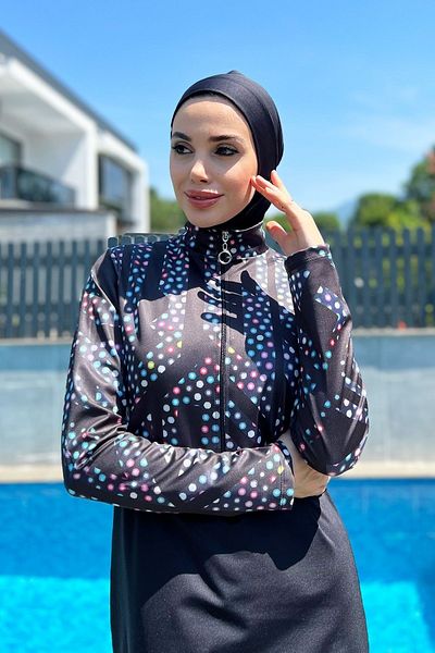Remsa Mayo Μαγιό με μισό φερμουάρ Lycra Full Coverage R4505 Maze
