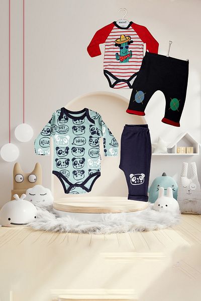 Necix's Panda 3-Piece Baby Set and Red Cactus Set with Advantageous Set Hanger Gift!!!...