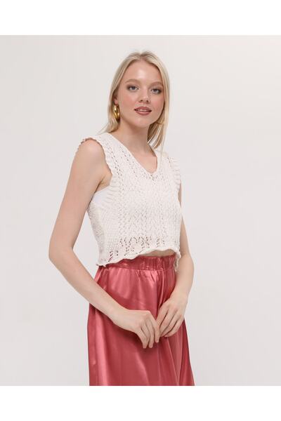 MA ananas Women's Ecru Openwork Blouse