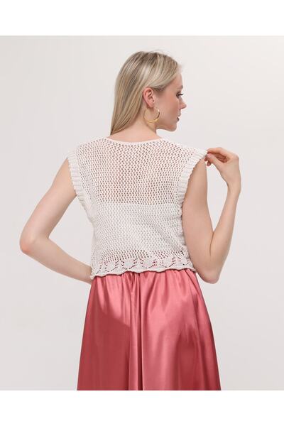 MA ananas Women's Ecru Openwork Blouse