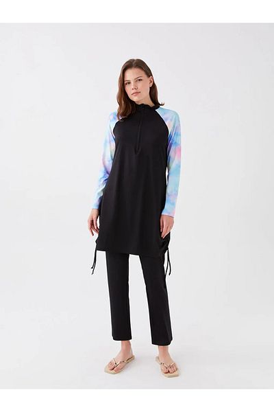 LC Waikiki LCW DREAM Σετ μαγιό Hijab με στάμπα με μακρυμάνικο γιακά
