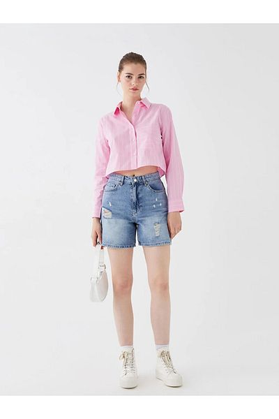 LC Waikiki LCW Jeans Pantaloni scurți de damă, cu detaliu rupt, cu potrivire standard
