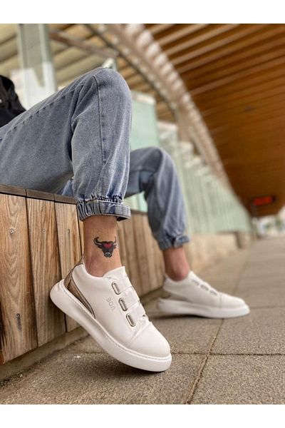 BPM BA0329 - White Silver Detailed Thick Sole Casual Men's Shoes
