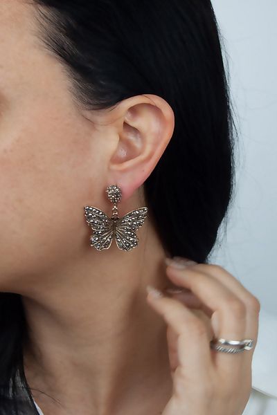 Liveyn Design Bronze Butterfly Earrings with Stones