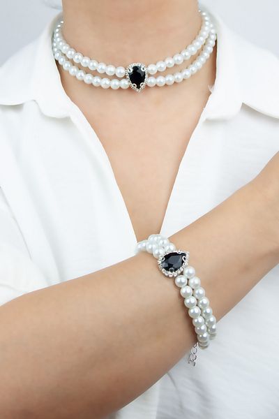 Liveyn Design Drop Crystal Stone Necklace Bracelet Set