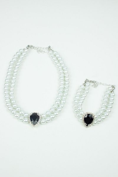 Liveyn Design Drop Crystal Stone Necklace Bracelet Set