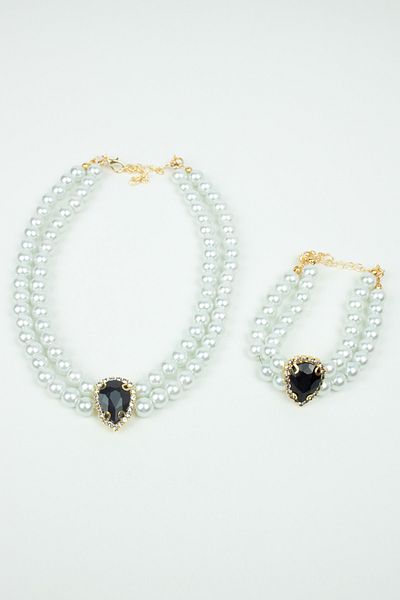 Liveyn Design Drop Crystal Stone Necklace Bracelet Set