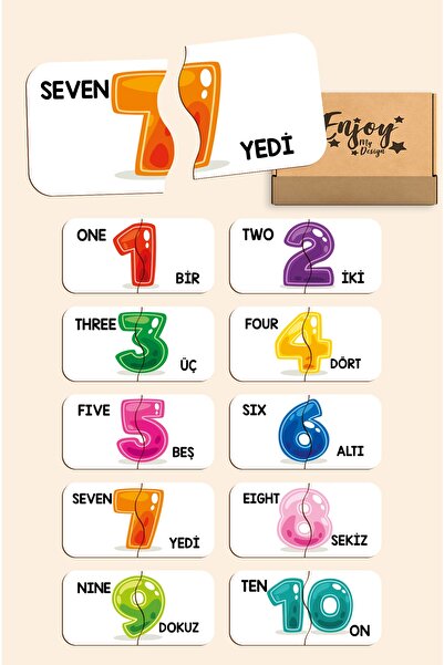 Little One Sayıları Öğreniyorum İkili Eşleştirme Baby Puzzle 20 Parça Canlı R...