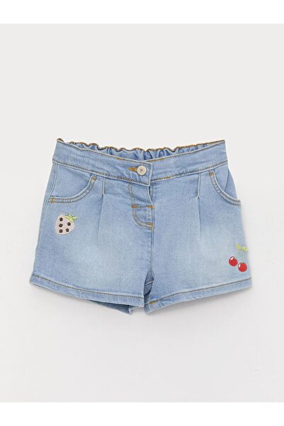 LC Waikiki LCW Baby Embroidered Baby Girl Jean Shorts
