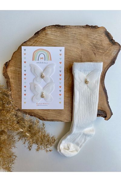 Miniminiksdesing Knee Socks and Buckle Set with Butterfly Accessories