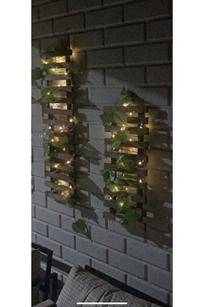 Genel Markalar Peri Ledli Sarmaşıklı Ahşap Saksı Standı Çiçeklik Kış Bahçesi Balkon Dekor Yapay Çiçek Yapay Çiçek