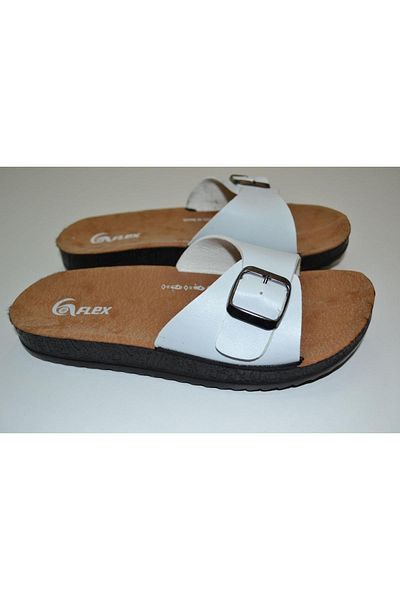 byzek WOMEN'S ANATOMICAL POLYURETANE SOLE ADJUSTABLE SINGLE BUCKLE WHITE COLOR SLIPPERS