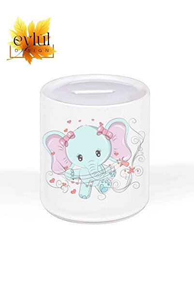 Eylül Design Cute Elephant Special Design Printed Ceramic Piggy Bank Openable...
