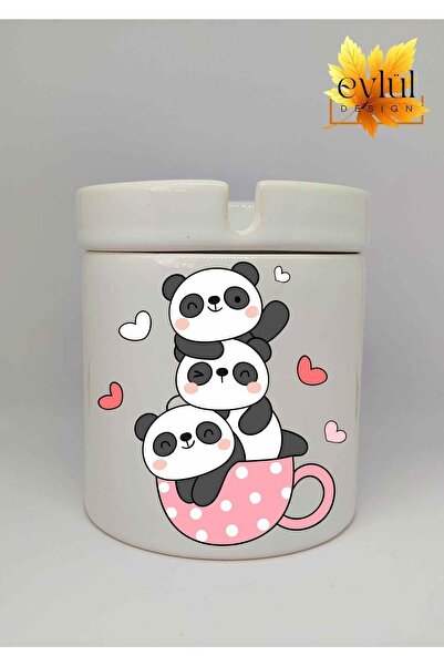 Eylül Design لطيف الباندا مطبوعة تصميم خاص مطبوعة السيراميك منفضة سجائر عديمة...