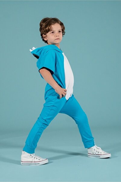 Baokids Blue Sharky Combed Jumpsuit