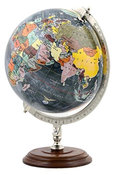 Dünyadan Hediyeler Ayaklı Dünya Küre Ev Ofis Masa Dekoru Döner Dünya Küre Siyah Modern Harita 30x40cm