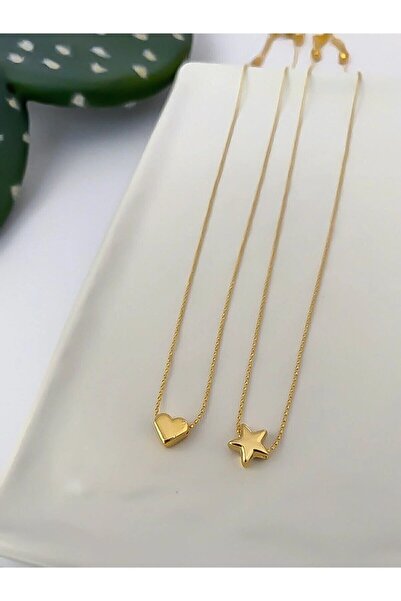 Fiamoss قلادة على شكل نجمة قلب صغيرة للنساء مكونة من قطعتين