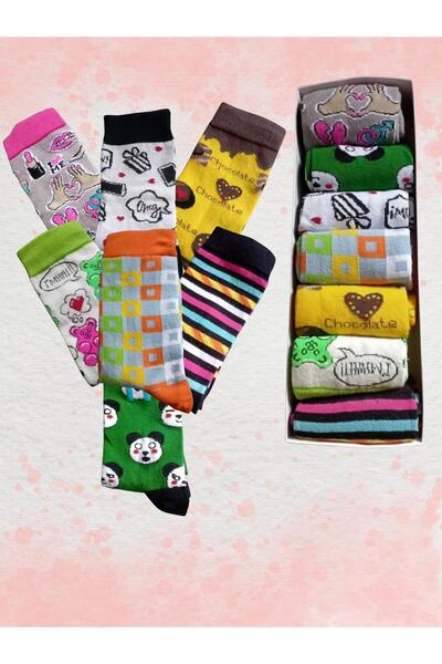 KBS Yedi Gün Neşeli Kutulu Bambu Soket Kadın Çorap 7'li