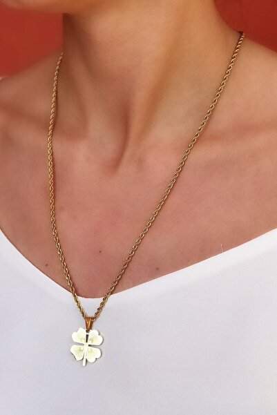 novon 4 Yapraklı Yonca Uzun Burgu 316l Çelik Zincir (60 Cm)