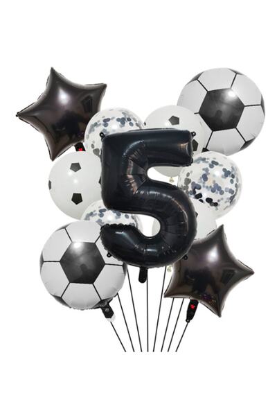 PARTİAVM Football Themed Birthday Balloon Set - Black Numbers