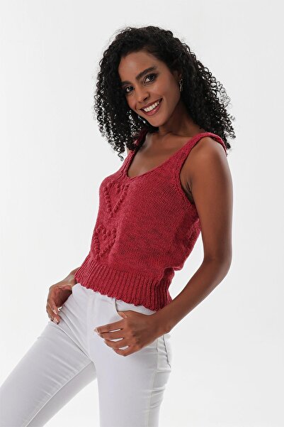 CHUBA Women's Cotton V-Neck Knitwear Undershirt Red 23s1005