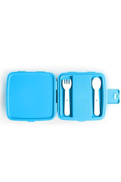 Coral High 12907 Model Gray Blue Pink - Anime Patterned Lunch Box with Compartments and Spoons