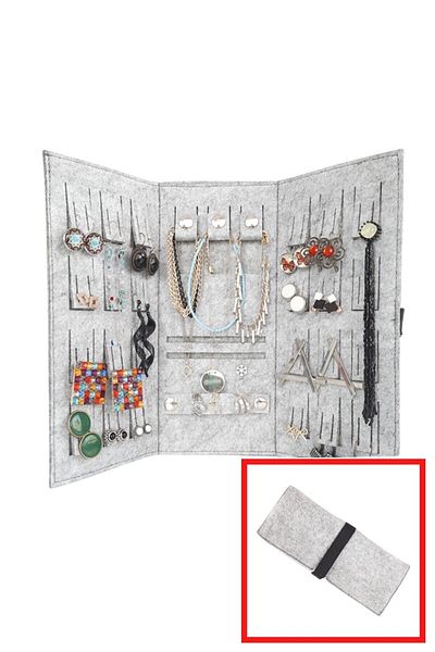 garaccu Foldable Travel Jewelry Case Wallet Organizer Gray