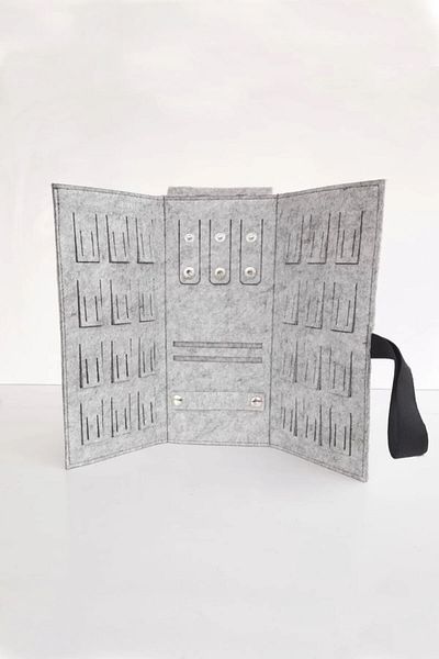 garaccu Foldable Travel Jewelry Case Wallet Organizer Gray