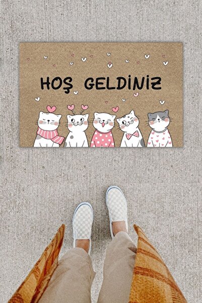 royalmoni سجادة باب لطيفة للقطط مكتوب عليها ترحيب