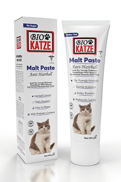 BİOKATZE Biokatze Malt Paste Kedi Tüy Yumağı Önlemeyi Destekleyen Malt Macunu...