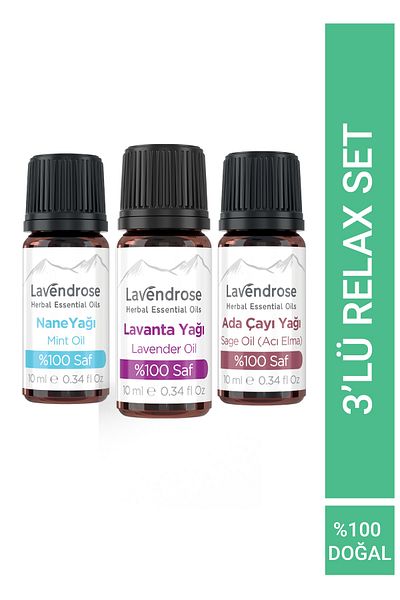 Lavendrose مجموعة الاسترخاء - مجموعة زيوت عطرية مكونة من 3 قطع، شاي جزيرة نقي 100%، زيت النعناع واللافندر