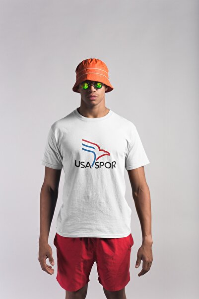 Usaspor Футболка з принтом, широким кроєм, велосипедним коміром і короткими рукавами